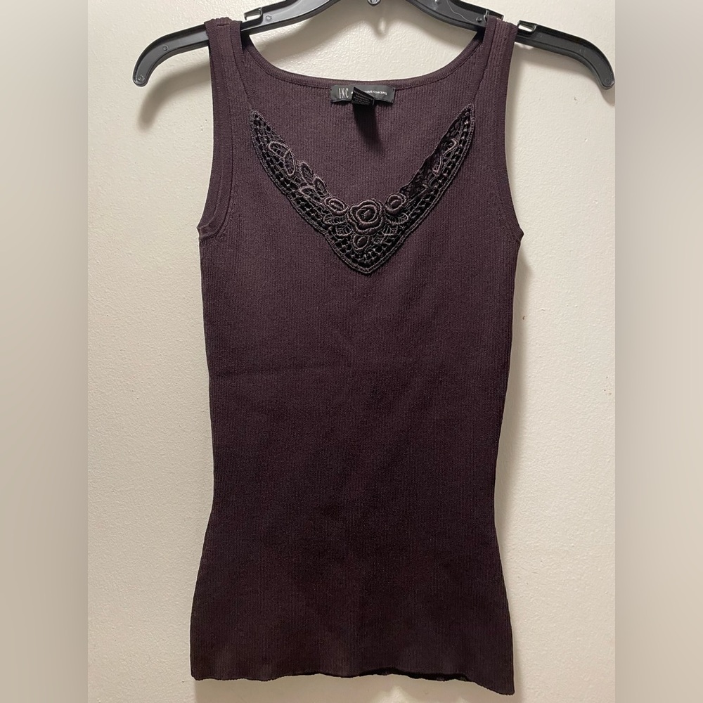 INC Rayon/Nylon Sleeveless Lace Front Top